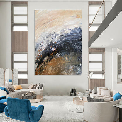 Brown - Black Abstract Art for Industrial - Style Loft Apartment Living Room Walls DLZ0008