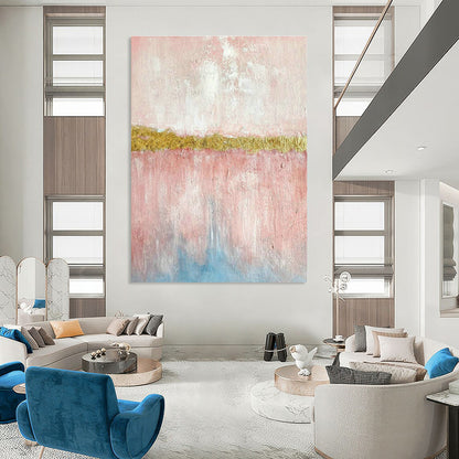 Pink - Gold - Blue Abstract Art for Bedroom & Entryway DLZ0300