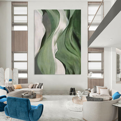 Green Flowing Abstract Art for Yoga Studio & Botanical Garden Café DLZ1061