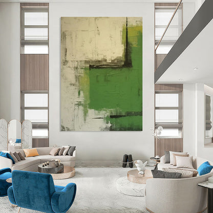 Green - Gray Abstract Art for Botanical Café & Eco - Friendly Home Office DLZ0844
