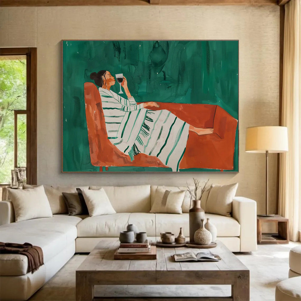 Sofa Wine - Tasting Figure Art for Sophisticated Home Bar Areas DLZ2617