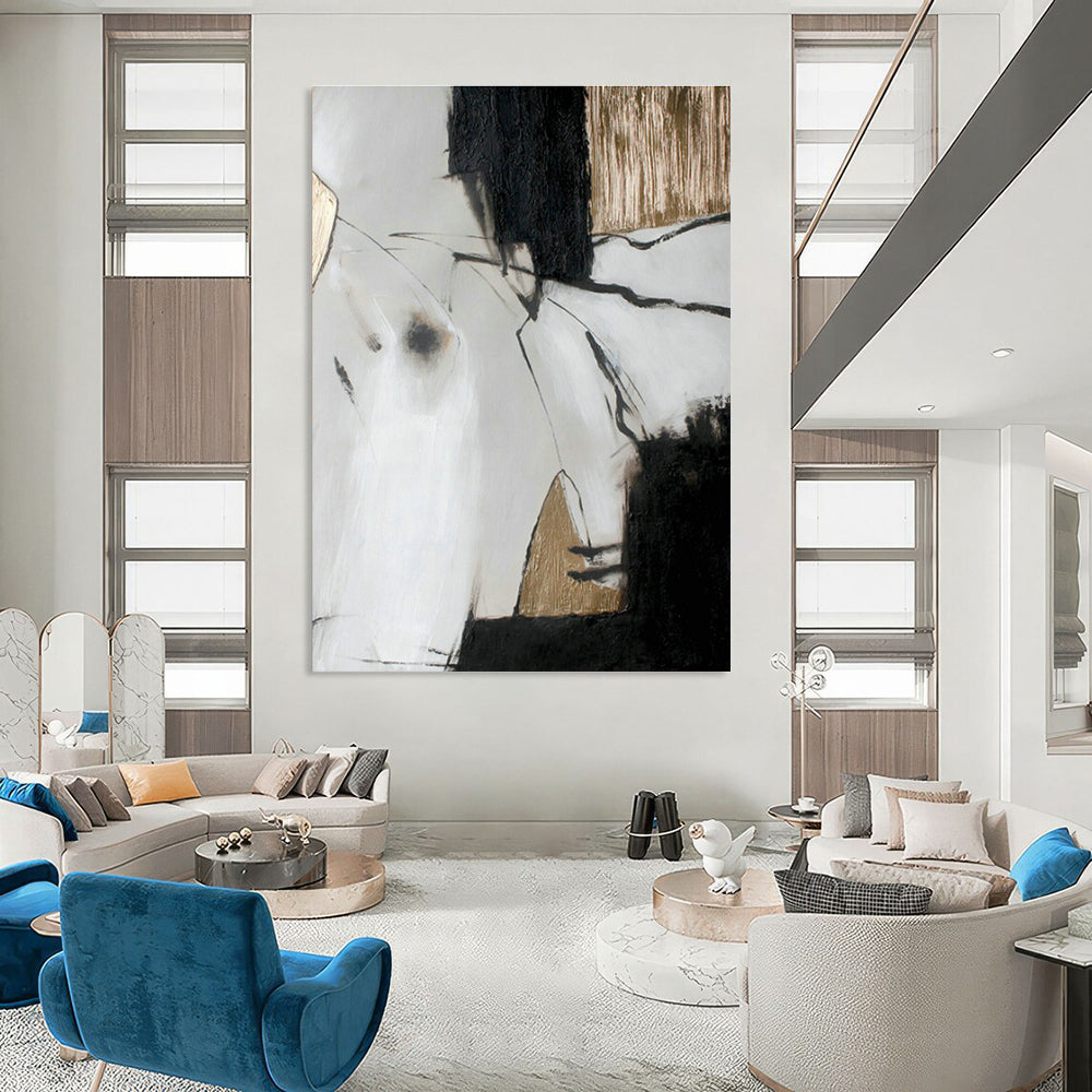 Sophisticated Black & Gold Abstract Art for Dining Room & Office DLZ0394