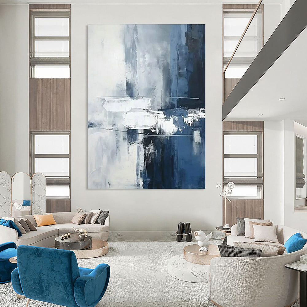 Blue - Gray Abstract Art for Scandinavian Home & Contemporary Art Space DLZ1736