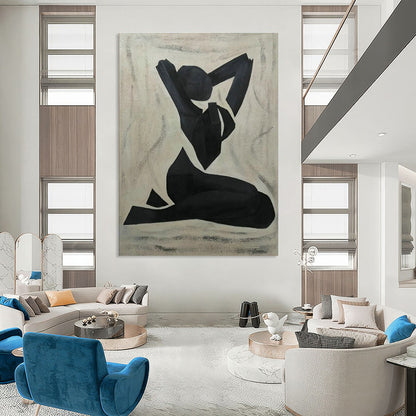 Black Yoga Pose Silhouette Art for Wellness Center & Minimalist Bedroom DLZ2265
