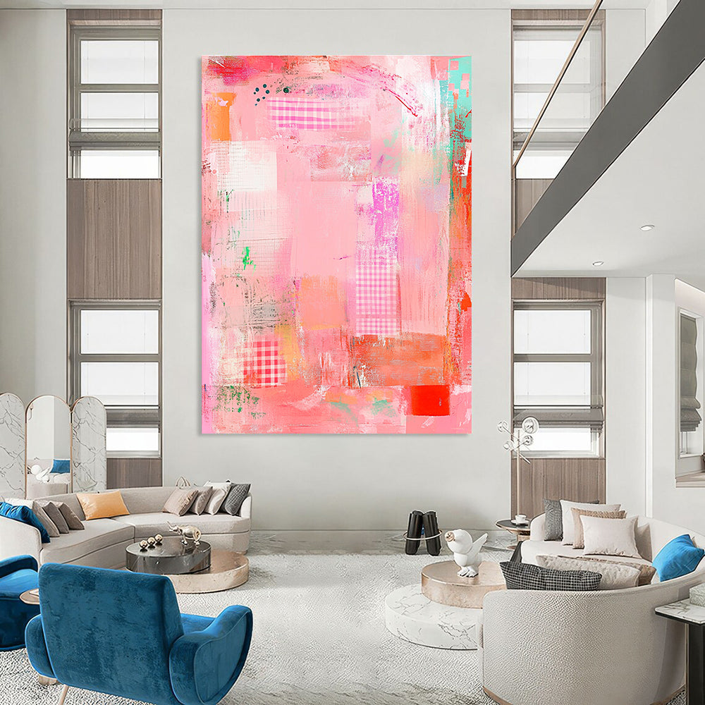 Pink Patchwork Abstract for Girly Bedroom & Fashion Boutique STSC830