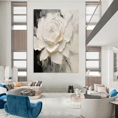 Textured White Flower Art for Elegant Wedding Venue & Art - Loving Bedroom DLZ2117