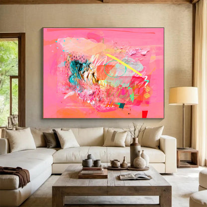 Pink - Orange Creative Abstract Art for Trendy Cafés DLZ2412
