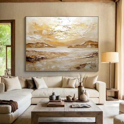 Golden Textured Landscape Art for Sophisticated Living Room & Art Gallery SC482