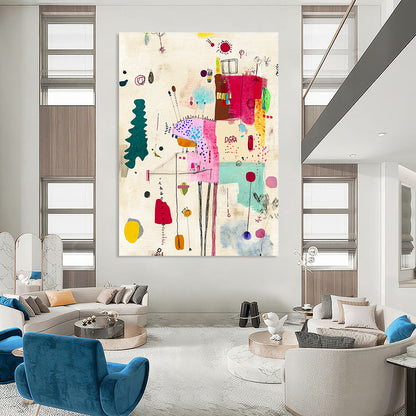 Colorful Abstract Collage Art for Creative Coworking Space & Bohemian - Style Gallery STSC934