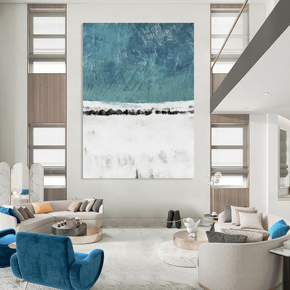 Blue - White Snowscape Art for Nordic - Style Home & Winter Lodge DLZ0680