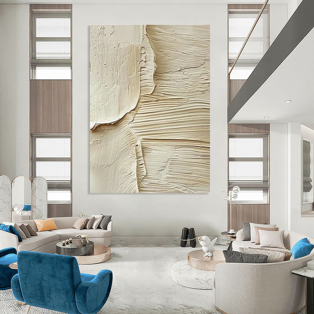 Beige Textured Art for Minimalist Home Entryway Walls DLZ0115