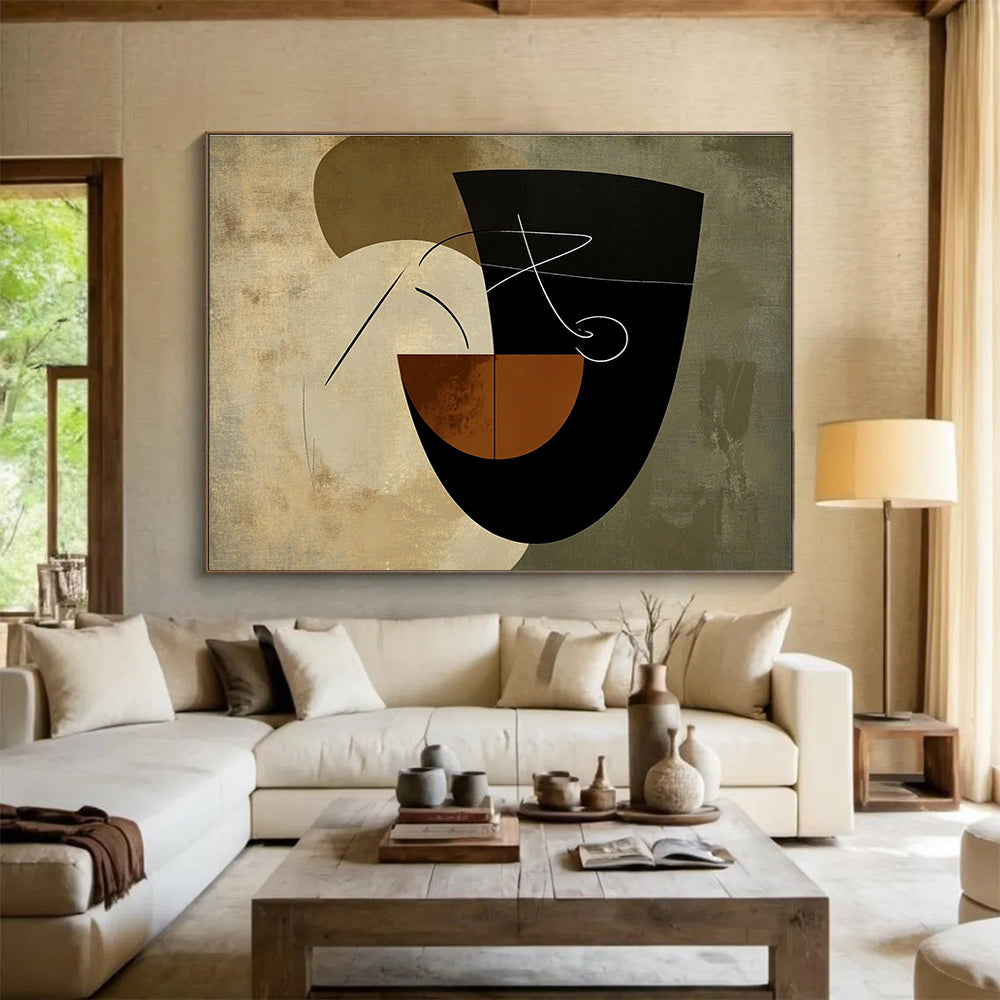Geometric Neutral Tones Art for Modern Art Museum & Minimalist Café SC484