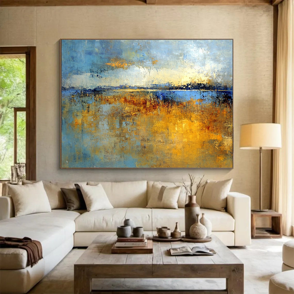 Blue and Gold Marshland Art for Nature - Inspired Office & Lakeside Café SC361