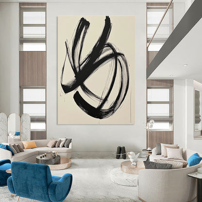 Bold Black Brushstrokes for Contemporary Art Studio & Dramatic Entryway STSC549