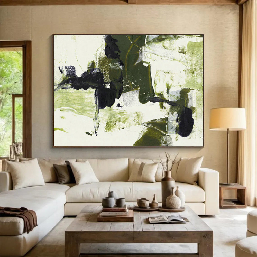 Green - Black Abstract Art for Modern Minimalist Hallway DLZ2828