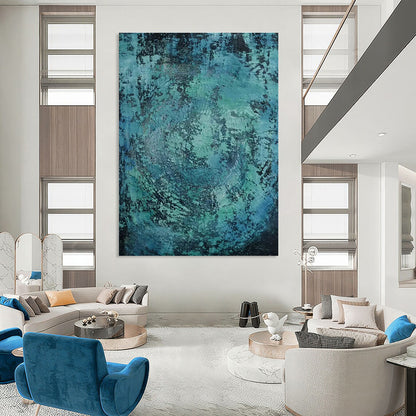 Blue - Green Textured Abstract Art for Coastal - Inspired Spa & Relaxing Bedroom DLZ0761