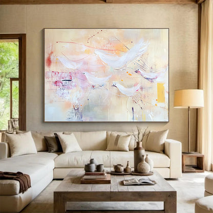 White Birds in Flight Art for Nursery & Spiritual Retreat SC385