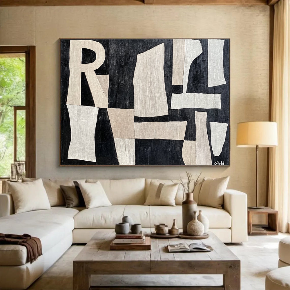 Abstract Letter Collage Art for Literary Café & Modern Home Office SC427