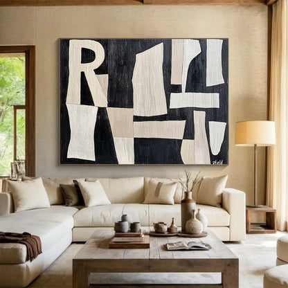 Abstract Letter Collage Art for Literary Café & Modern Home Office SC427