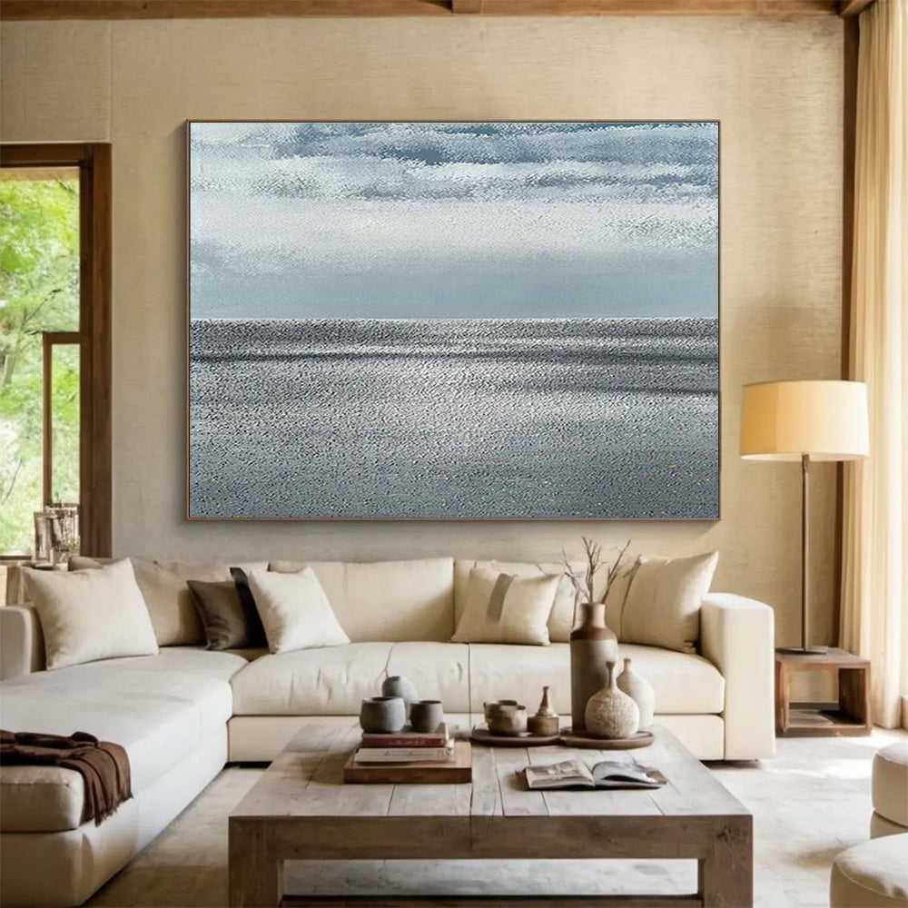 Gray - Toned Sea View Art for Serene Coastal Home Bedrooms DLZ3133