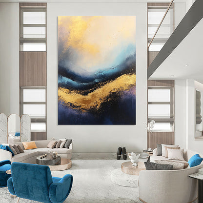 Gold and Blue Abstract Wave for Luxury Yacht Club & Opulent Living Room STSC333