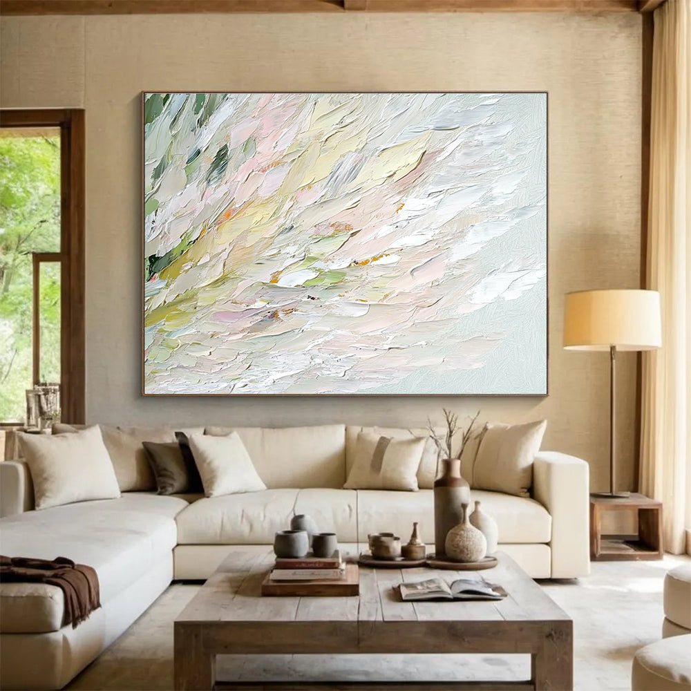 Soft Colorful Feathery Strokes Art for Elegant Bedroom & Art Gallery SC450