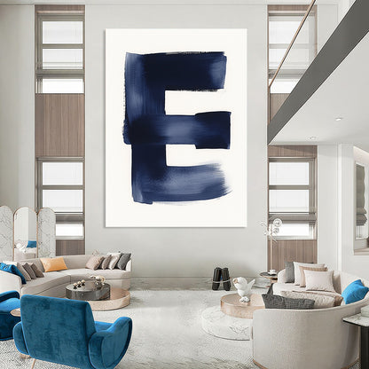 Blue Brushstroke "E" Art for Modern Nursery & Typography - Themed Exhibition STSC1096