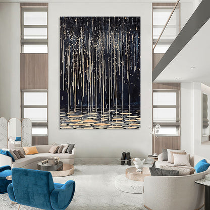 Golden Rain on Lily Pads for Elegant Dining Room & Zen Meditation Area STSC1124
