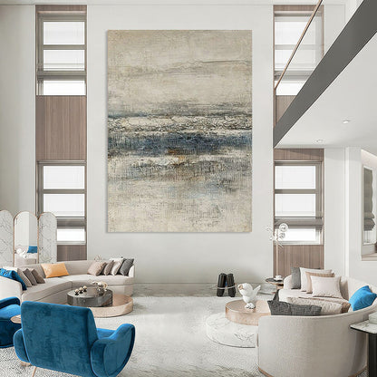 Gray - White - Blue Linen - Textured Art for Coastal Home Office & Nautical Art Gallery DLZ1861