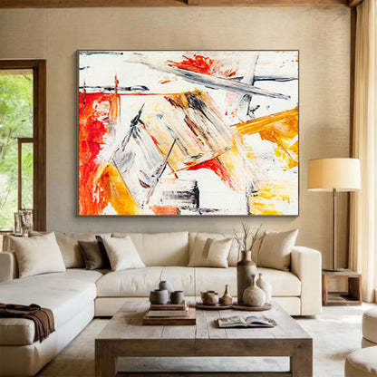 Dynamic Red - Orange Abstract Line Art for a Modern Office Seeking Focus and Creativity DLZ2784