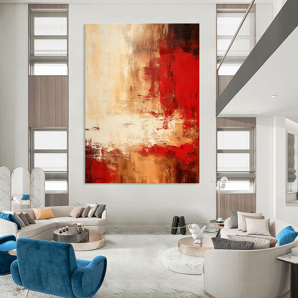 Red - Brown Artistic Abstract Art for Rustic - style Restaurant & Luxury Residence Hall DLZ0785