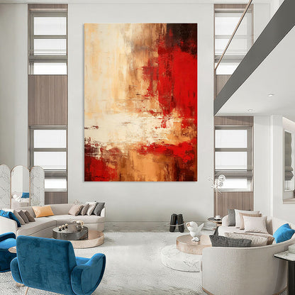 Red - Brown Artistic Abstract Art for Rustic - style Restaurant & Luxury Residence Hall DLZ0785