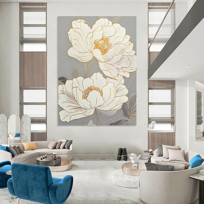 Golden Line Flowers Art for Luxury Hotel Spa & Elegant Home Bathroom STSC1433