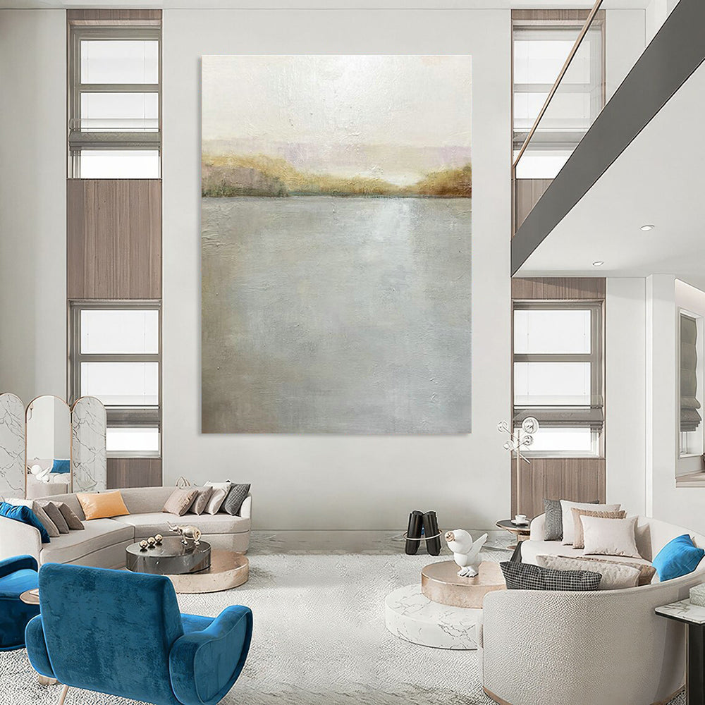 Serene Lake View Art for Lakeside Retreat Lobby & Minimalist Bedroom DLZ2211