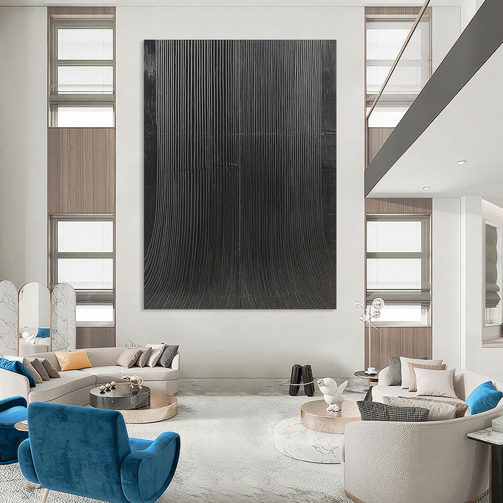 Black Ribbed Texture for Modern Office Lobby & Art Gallery STSC1280