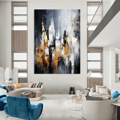 Gray - Gold Cityscape for Luxury Hotel Lobby & Modern Office STSC282