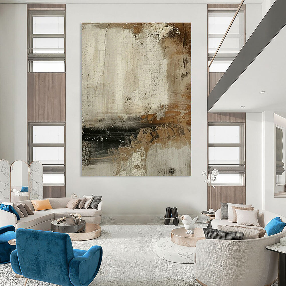 Crackled Neutral Abstract for Bohemian Art Gallery Café & Vintage - Inspired Home Office DLZ0873