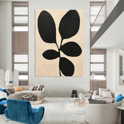 Bold Black Leaves for Minimalist Dining Room & Botanical - Themed Spa STSC1078