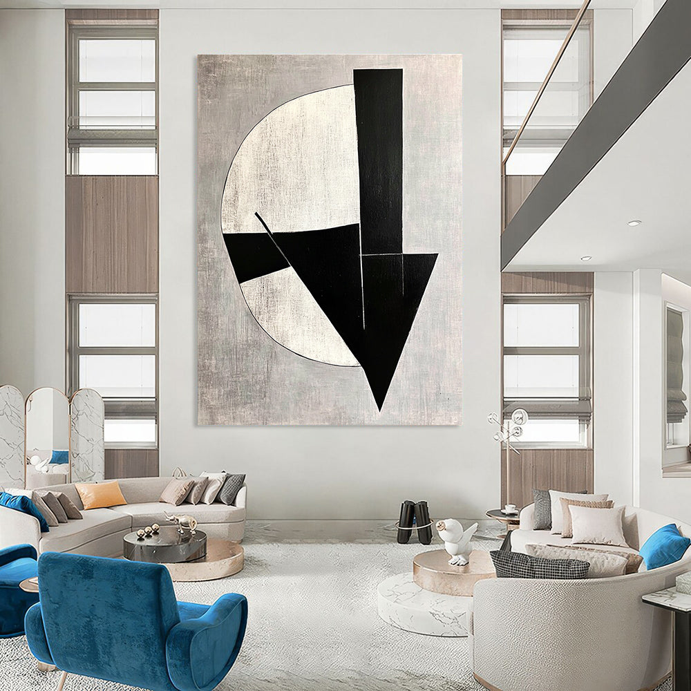 Geometric Abstract in Grey Art for Minimalist Office & Contemporary Art Gallery STSC1112