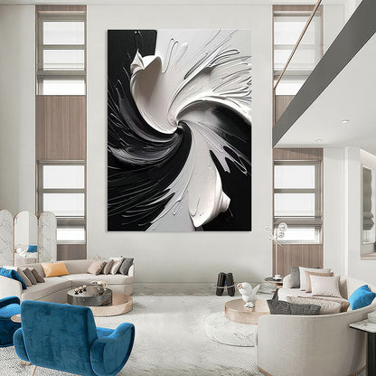 Black and White Swirl Art for Industrial Loft & Contemporary Café DLZ2174