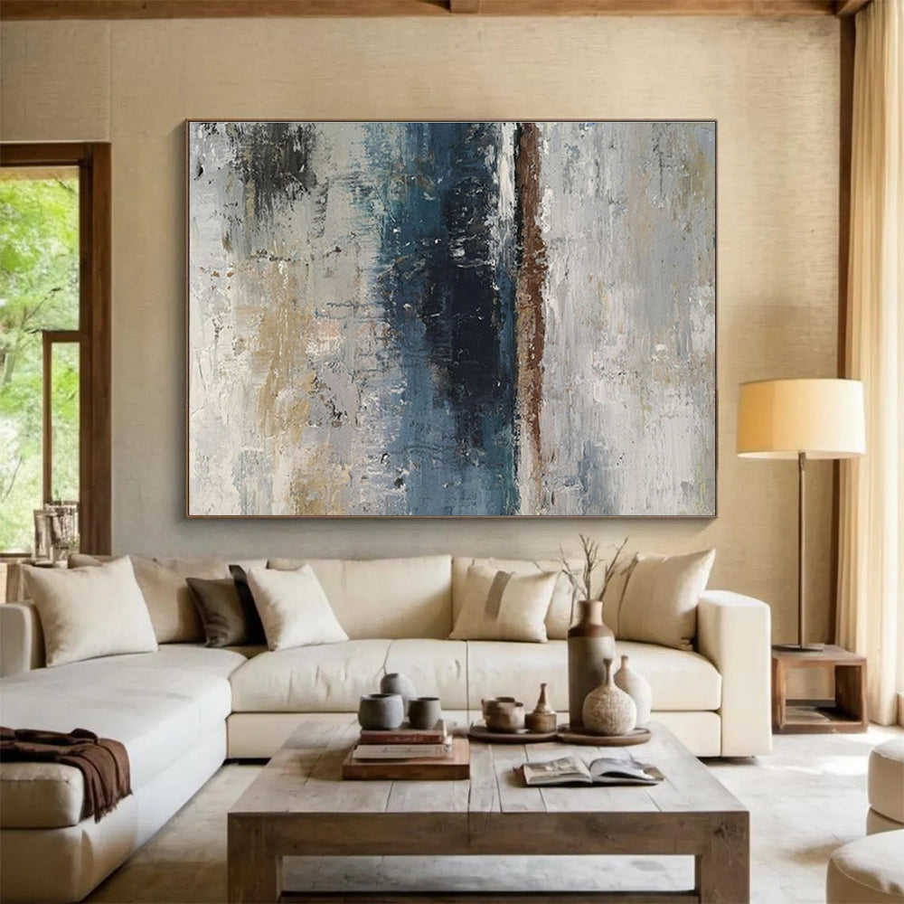 Blue - Brown Abstract Art for Industrial - Style Home Office Studios DLZ2677