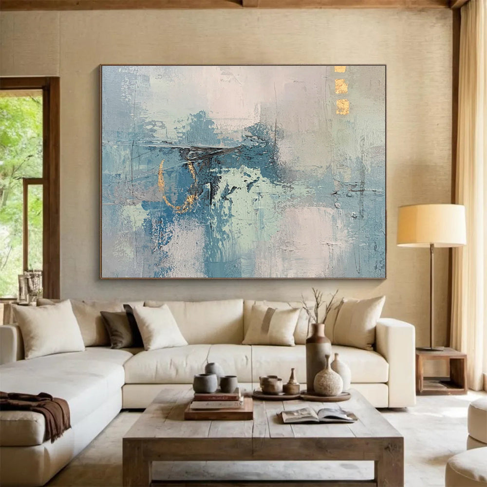 Blue - Gray Abstract Art for Contemporary Art Gallery Exhibition Spaces DLZ3141