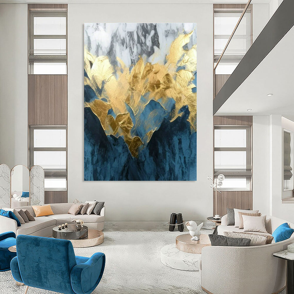 Gold - Leaf Marble Abstract Art for Luxury Hotel Lobby & High - End Home Entrance DLZ1808