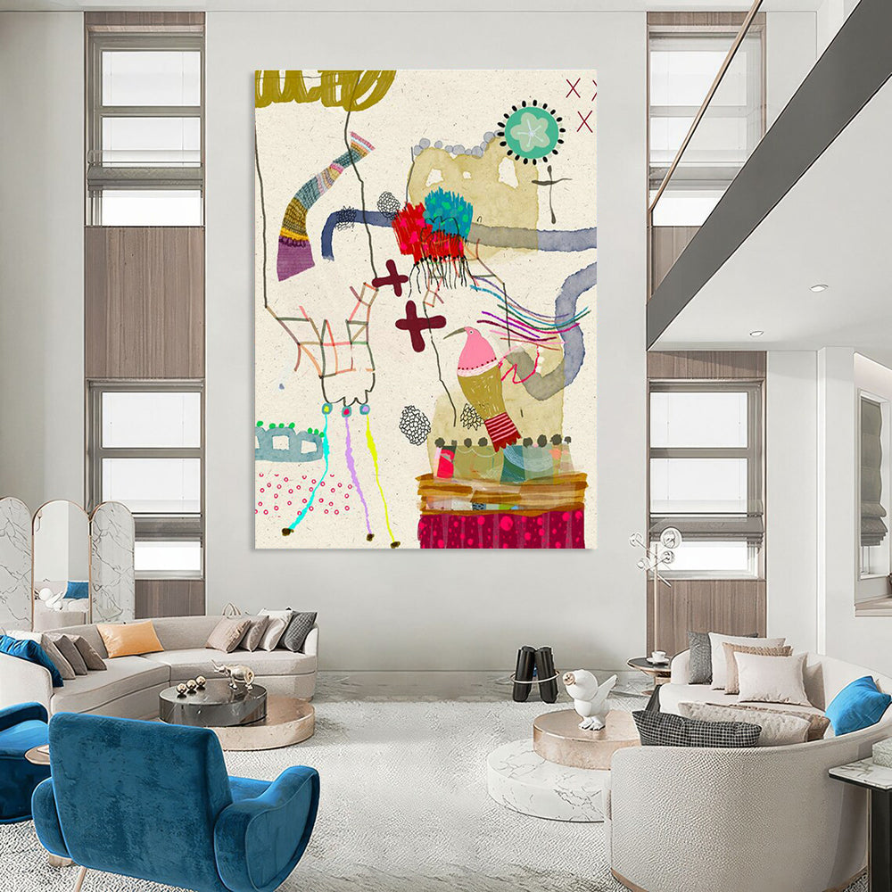 Whimsical Collage Art for Kids' Playroom Creativity Zones DLZ0161