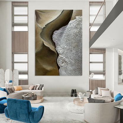 Brown - White Relief Art for Rustic Vineyard Tasting Room & Modern Farmhouse Dining Area DLZ0994