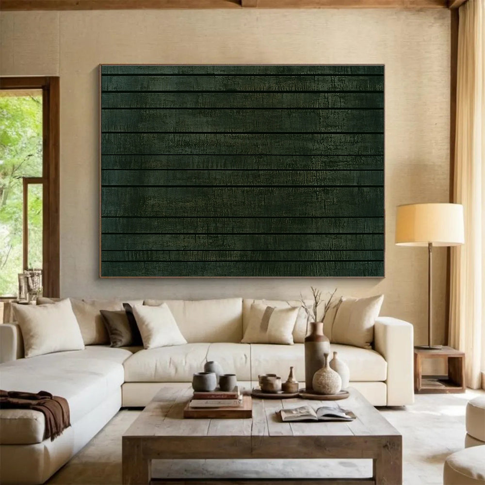 Dark Green Striped Texture Art for Rustic Restaurant & Industrial - Style Home SC458
