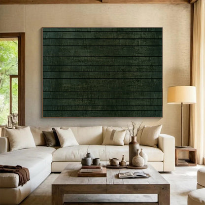 Dark Green Striped Texture Art for Rustic Restaurant & Industrial - Style Home SC458