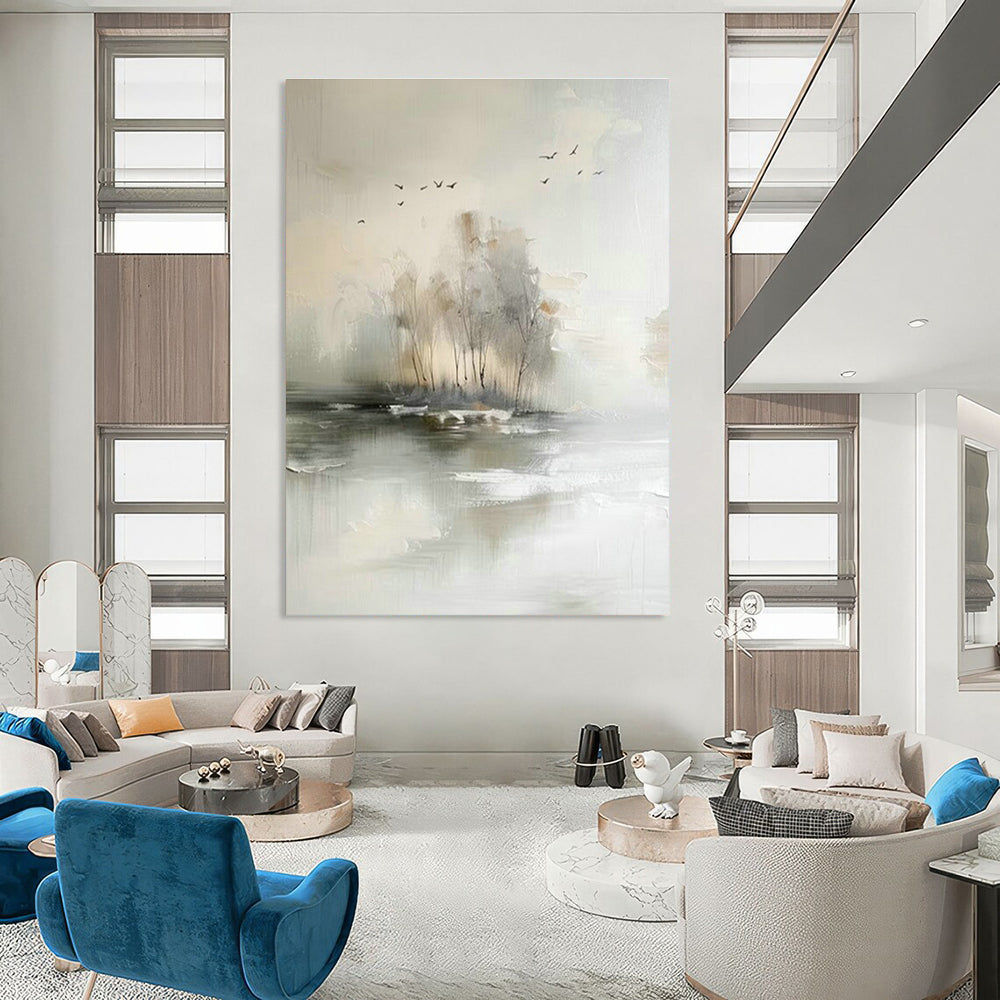 Misty Landscape Abstract Art for Bedroom & Meditation Room DLZ1197