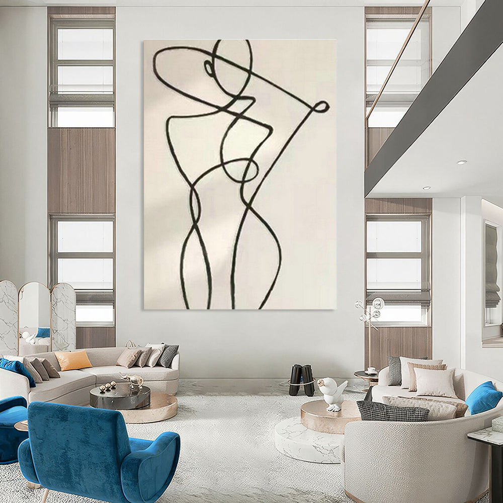 Continuous Line Figure Art for Modern Dance Studio & Minimalist Home DLZ2056