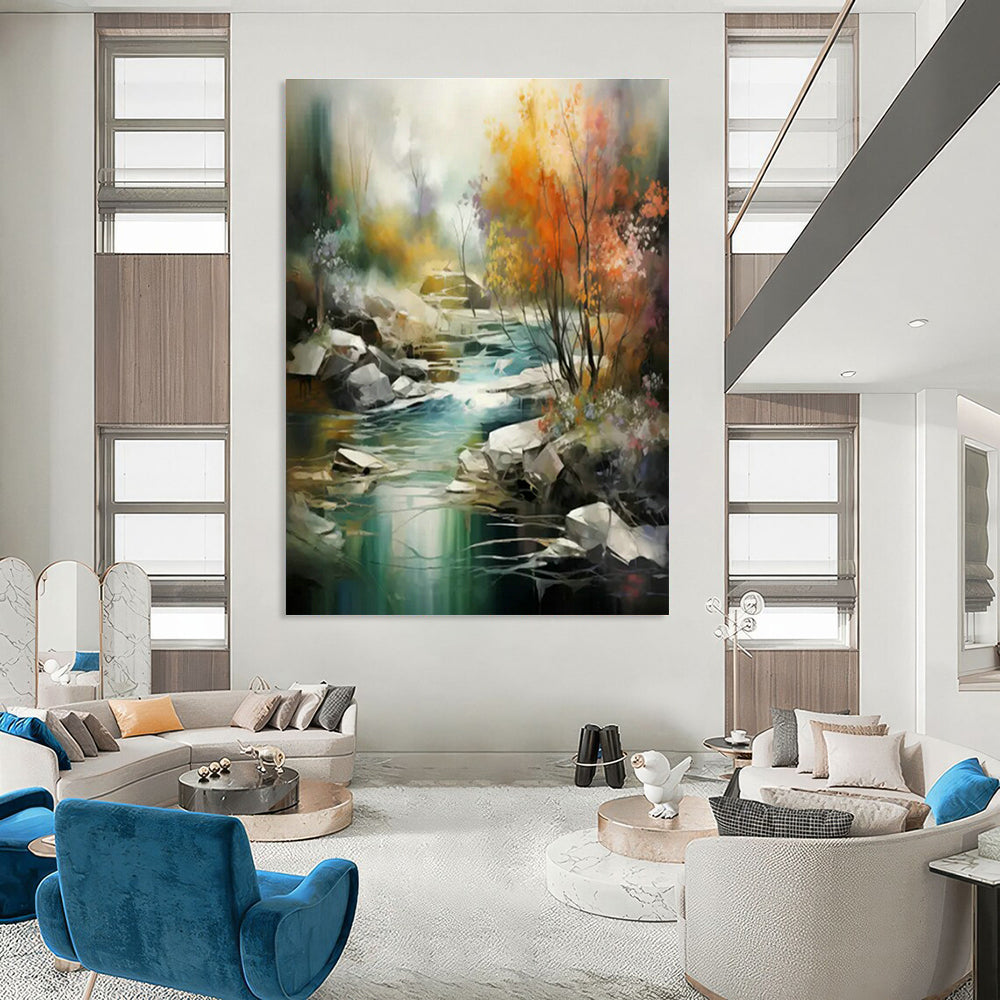 Landscape Oil Painting for Rustic Home Retreat & Nature - Themed Café DLZ1716